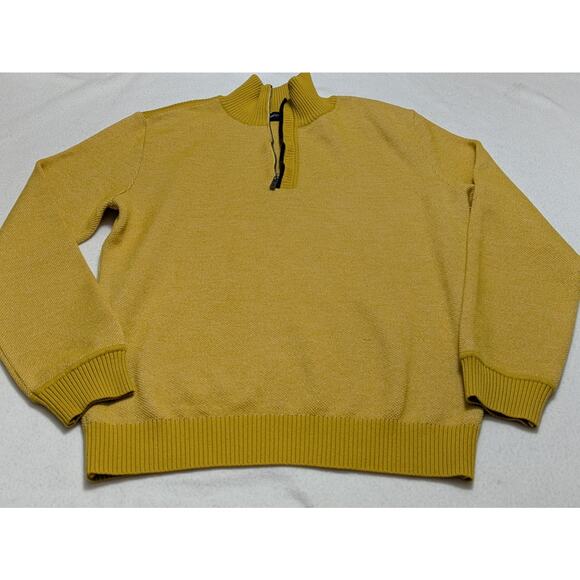 Zegna Sport 1/4 Zip‎ Sweater Wool Mustard Yellow Long Sleeve Men's Size Medium - Picture 1 of 13